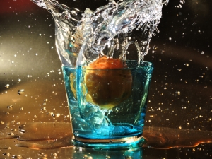 Mandarin Orange In Glass Of Water
