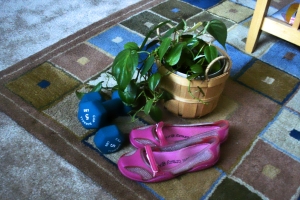 Shoes, Dumbbells and a Plant
