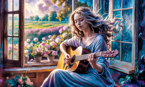 Beautiful Guitar Player – Thursday’s Daily Jigsaw Puzzle