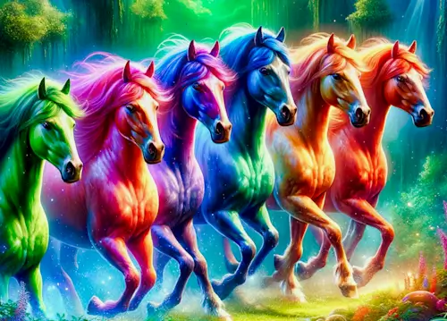 Colorful Horses – Sunday’s Daily Jigsaw Puzzle