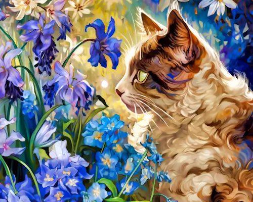 Cat And Flowers- Sunday’s Free Daily Jigsaw Puzzle