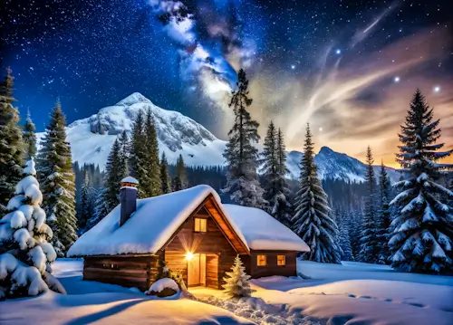 Winter’s Cabin – Monday’s Daily Jigsaw Puzzle