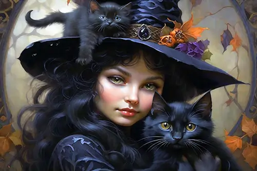 Witch And Cats – Monday’s Daily Jigsaw Puzzle