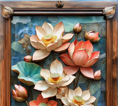 Carved Wood Flowers – Monday’s Daily Jigsaw Puzzle