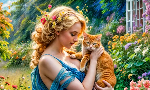 Woman With Cat – Tuesday’s Classical Style Jigsaw Puzzle